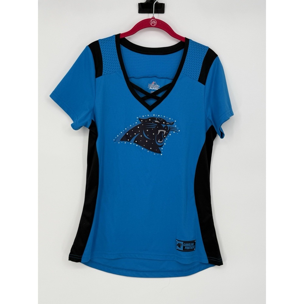 Majestic Women's Carolina Panthers Short Sleeve Top Large